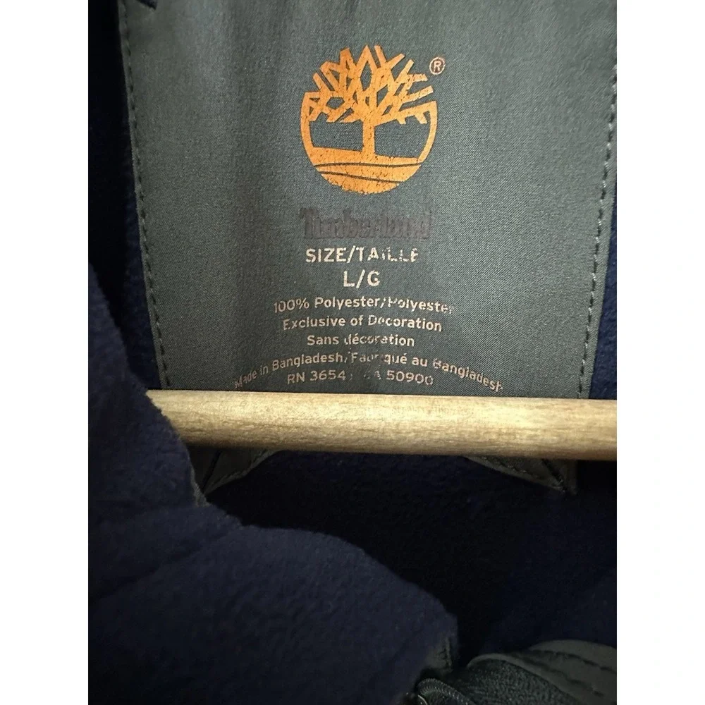 Timberland Fleece Pullover Large Navy Blue Quarter Zip‎ Contrast Pocket